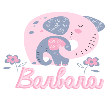 Tapete vinílico de animais elefantes com corações e nome - TenStickers
