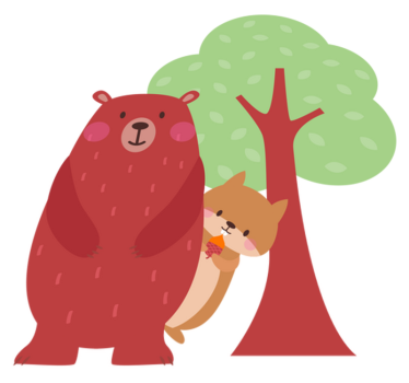 Tapete vinílico de animais amizade de esquilo e urso - TenStickers