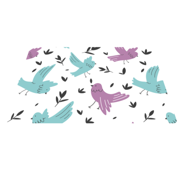Tapete vinílico de animais pássaros azuis e roxos - TenStickers