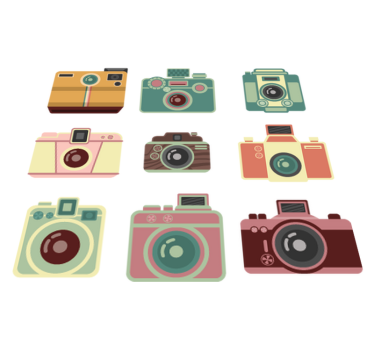 Tapete vinílico para sala de jantar câmeras vintage - TenStickers