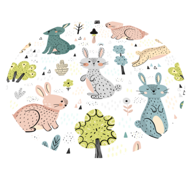 Tapete de vinil infantil com coelhinhos - TenStickers