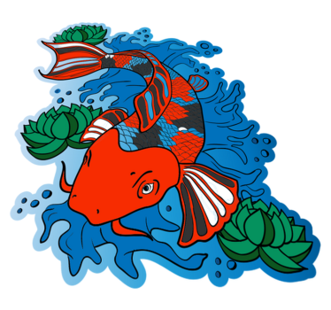 Tapete vinílico de animais ilustração colorida de peixe koi - TenStickers