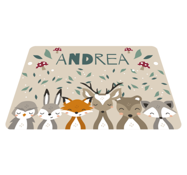 Tapete de vinil infantil animais com nome - TenStickers