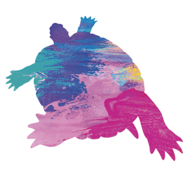 Tapete vinílico de animais silhueta de tartaruga colorida - TenStickers
