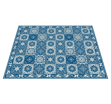 Azulejos azuis padrão reduzido tapete de vinil para sala de janta - TenStickers