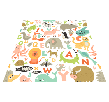 Animais infantis com letras do alfabeto tapete de vinil infantil - TenStickers