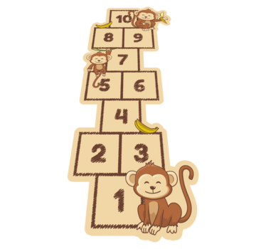 Amarelinha com tapete de jogo de macaco - TenStickers