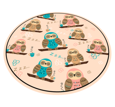 Tapete vinílico para bebés círculo temático de coruja - TenStickers