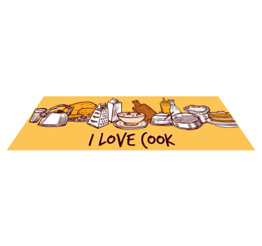 Texto de cozinha com utensílios, tapetes sob medida - TenStickers