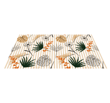 Tapete de vinil tapete preto com riscas brancas e bege de flores - TenStickers