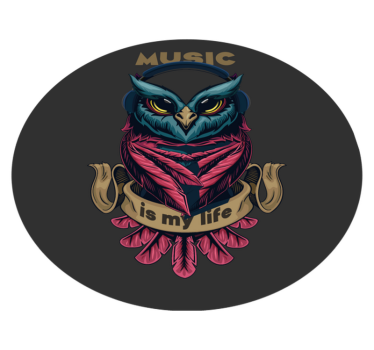Tapete vinílico juvenil emblema de música de coruja - TenStickers