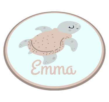 Tartaruga fofa com tapete de animal com nome - TenStickers