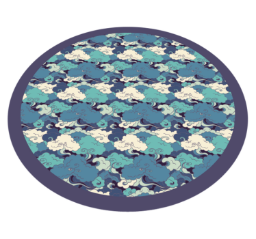 Tapete de vinil japonês com ondas e nuvens - TenStickers