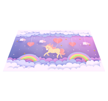 Tapete vinílico para bebés cena de fantasia de unicórnio - TenStickers