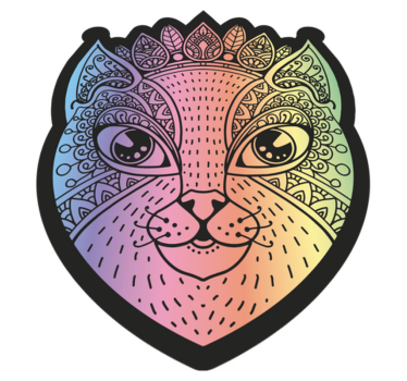 Tapete vinílico de animais ilustração de gato mandala - TenStickers
