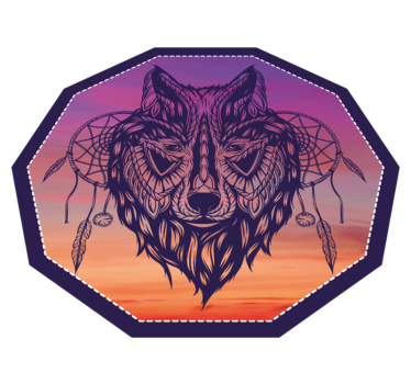 Tapete vinílico de animais ilustração de lobo octogonal - TenStickers