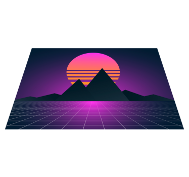 Tapete vinílico vintage geometria do pôr do sol retrô - TenStickers