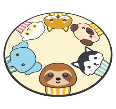 Animais de anime circulam tapete de animais - TenStickers
