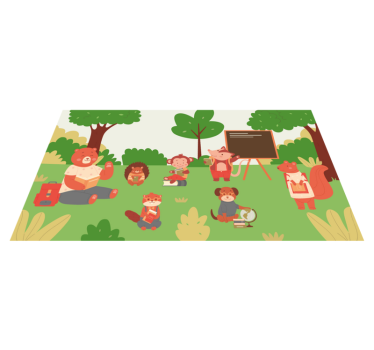Animais de desenho animado indo para o tapete de estrada da escol - TenStickers