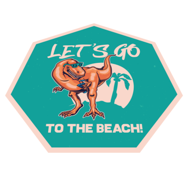 Ilustração de dinossauro vamos para o tapete de animais da praia - TenStickers