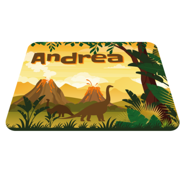 Bela paisagem com tapete de vinil personalizado de dinossauros - TenStickers