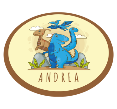 Mundo dos dinossauros com tapete de vinil personalizado com nome - TenStickers