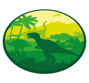 Silhueta de dinossauros em uma bela paisagem de tapete circular - TenStickers