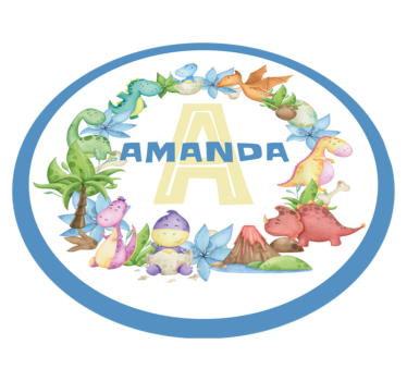 Moldura de dinossauros com tapete personalizado com nome de anima - TenStickers