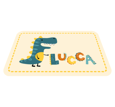 Dinossauro feliz com tapete de animal com nome personalizado - TenStickers