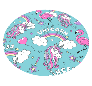 Padrão de unicórnio com tapete colorido de animais em arco-íris f - TenStickers