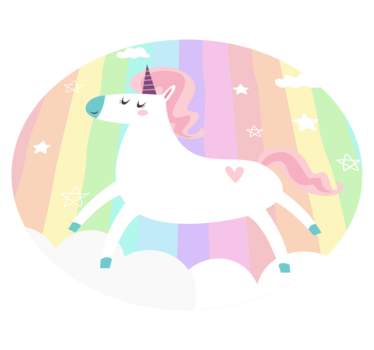 Fundo aquarela arco-íris com tapete animal de unicórnio - TenStickers
