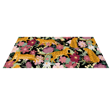 Tapete com estampa de leopardo flores estampa animal - TenStickers