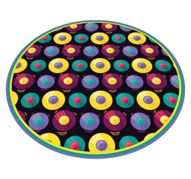 Padrão de tapete retrô de disco de vinil - TenStickers