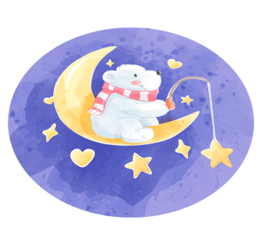Tapete vinílico para bebés filhote de urso ao luar - TenStickers