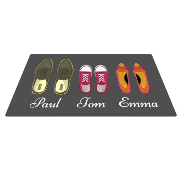 Nomes de familiares com sapatos tapete de vinil personalizado - TenStickers