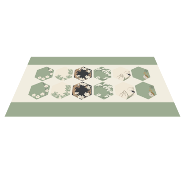 Plantas e texturas em tapetes geométricos hexagonais - TenStickers