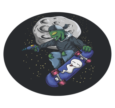 Skate alienígena na lua tapetes adolescentes para quartos - TenStickers