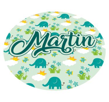 Elefante com nuvens e nome de tapete de animal - TenStickers