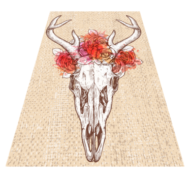 Tapete vinílico de animais arranjo floral de caveira - TenStickers