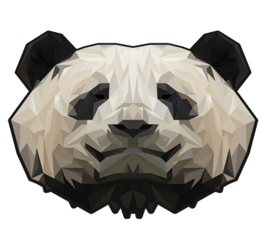 Tapete vinílico de animais rosto geométrico de panda - TenStickers