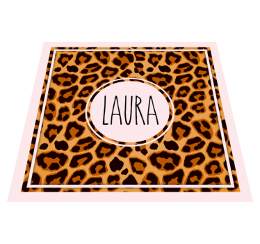 Tapete vinílico juvenil estampa de leopardo com nome - TenStickers