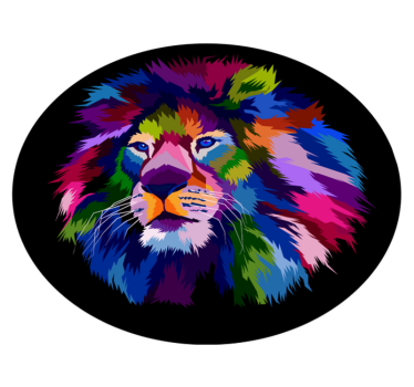 Tapete vinílico de animais cabeça de leão colorida - TenStickers