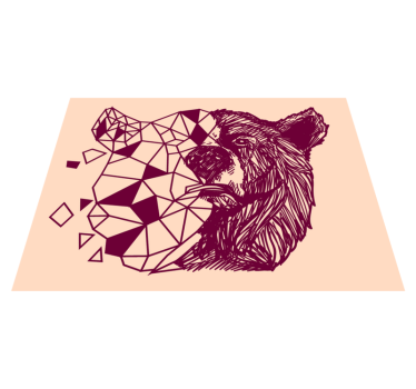Tapete vinílico de animais cabeça de urso geométrica - TenStickers