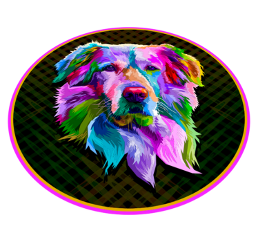 Tapete vinílico de animais arte canina colorida - TenStickers