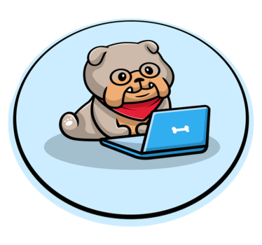 Tapete vinílico de animais cachorrinho com computador - TenStickers