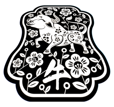 Tapete vinílico de animais touro floral elegante - TenStickers