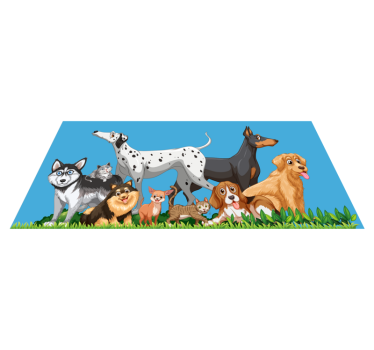 Tapete em vinil infantil cães reunidos - TenStickers