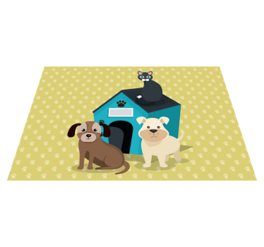 Tapete vinílico de animais cães em casa - TenStickers