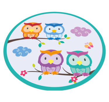 Tapete vinílico para bebés família de corujas coloridas - TenStickers