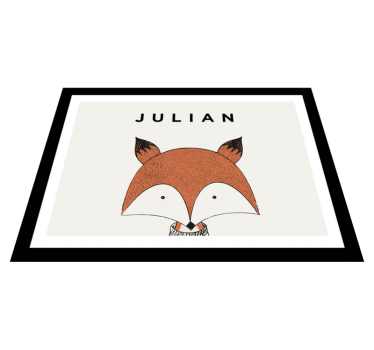 Raposa vermelha com tapete de vinil personalizado com nome - TenStickers